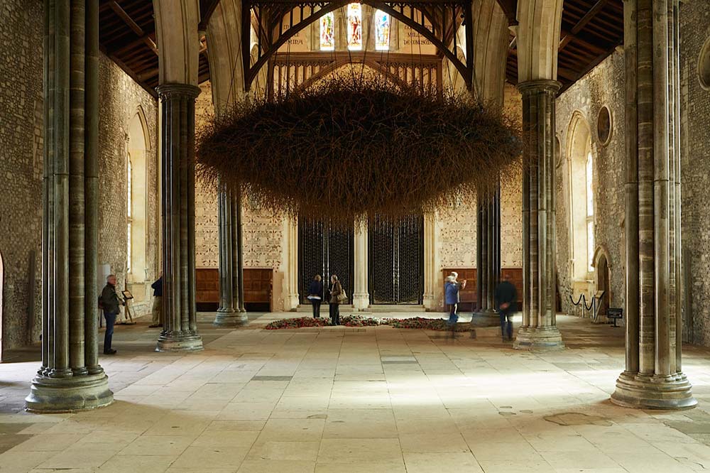 Site Specific Installation

The Great Hall, Winchester 2015

Reclaimed Military Barbed Wire

Butterfly Netting