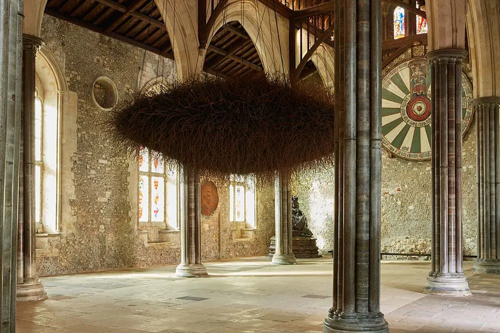 Site Specific Installation

The Great Hall, Winchester 2015

Reclaimed Military Barbed Wire

Butterfly Netting