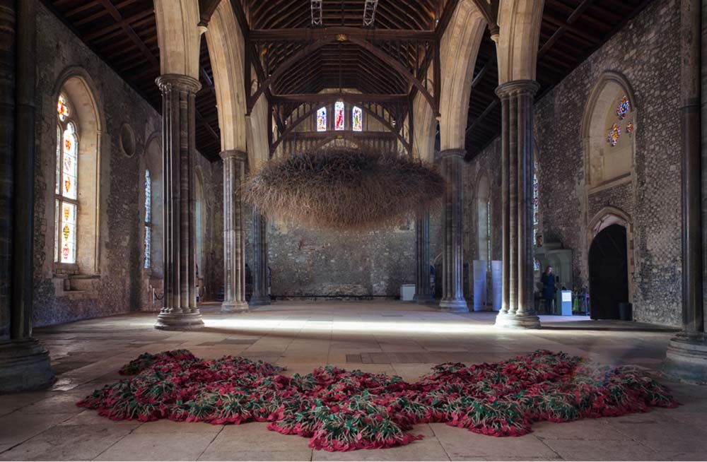 Site Specific Installation

The Great Hall, Winchester 2015

Reclaimed Military Barbed Wire

Butterfly Netting