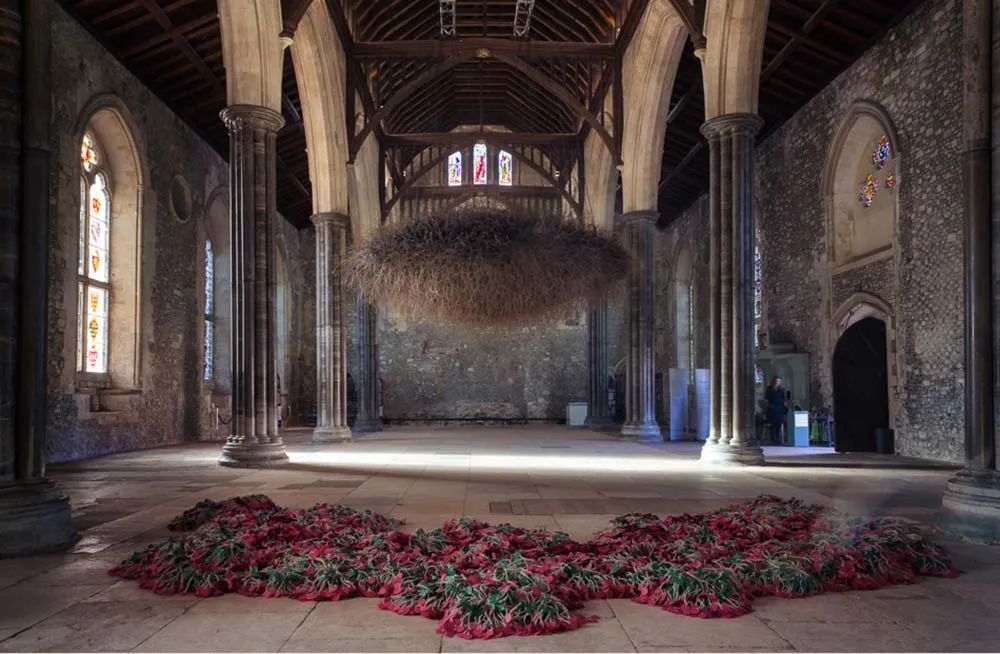 Site Specific Installation

The Great Hall, Winchester 2015

Reclaimed Military Barbed Wire

Butterfly Netting