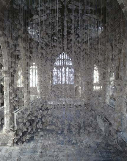 Site Specific Installation

York St Mary's

York Museums Trust 2006

10,000 Hairnets containing Strands of used Violin Bow-hair