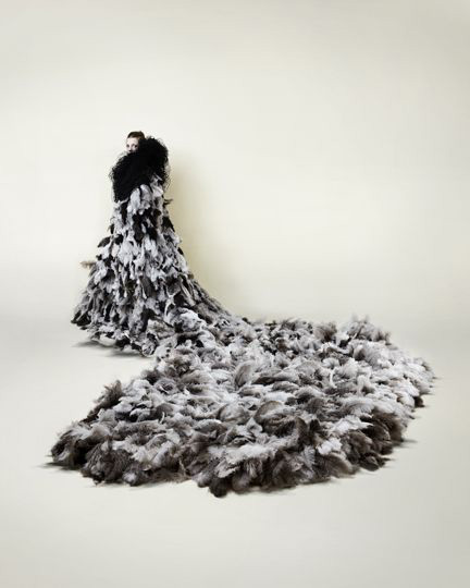 Icarus 2012

Ostrich Feathers

Bird Netting

Flight Harness

Copper Wire (private collection)

WWF commissioned a collection of works from leading artists, designers and architects for Padamonium in Hyde Park. The pieces were intended to inspire awareness of WWF's breadth of work.

Curated by Artwise, each artist contributed a piece of wearable sculpture or performance. The Pandamonium collection included fashion, textile, interaction, millinery and music. The works were auctioned during an open air catwalk show to raise funds and highlight the work of the WWF.

<a href="http://artwisecurators.com/projects/wwf-pandamonium-2/" target="_blank">artwisecurators pandamonium</a>