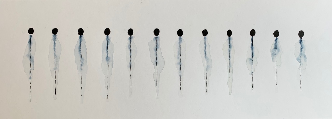 Ink and water study on paper; December 2019