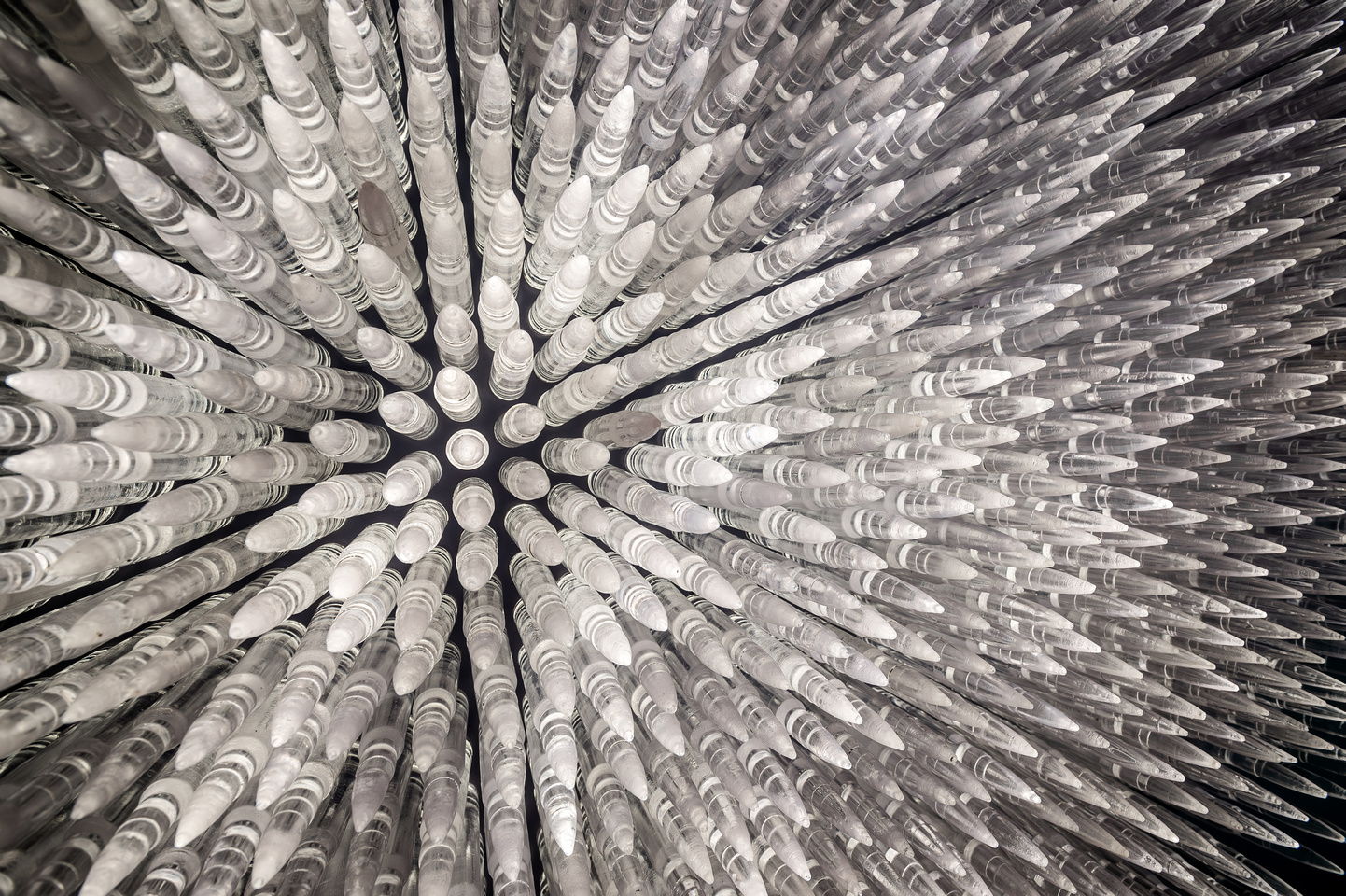 Pandora 2016; LED lightbox within doorframe; clear cast resin 50. cal Browning bullets